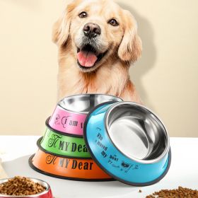 Stainless Steel Anti-Skid Pet Bowl - S, M, L (colour: 16cm, size: Red cartoon)