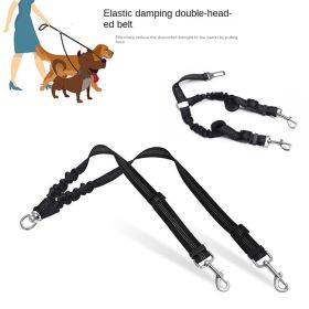 No-Tangle Double Dog Leash Coupler with Reflective Bungee (colour: black)