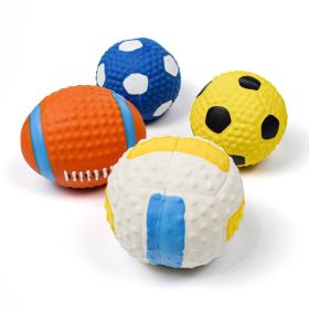 Natural Latex Squeaky Dog Balls for Small Puppies (colour: Smiley Rugby)