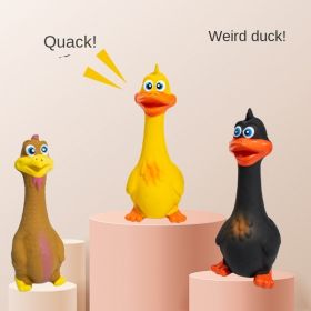 Latex Standing Chicken Squeaky Dog Toy - Large (Color: Black duck)