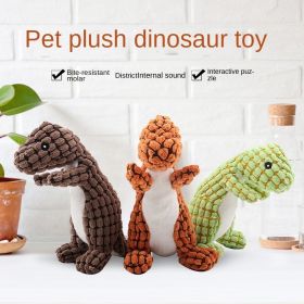 Plush Dinosaur Squeaky Dog Toy - 3 Colors (Color: coffee)