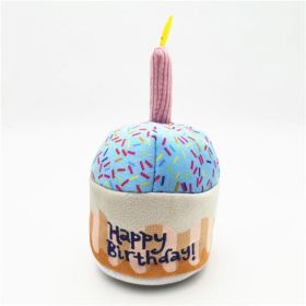 Birthday Cake Plush Squeaky Dog Toy with Chew Bone (colour: Cake)