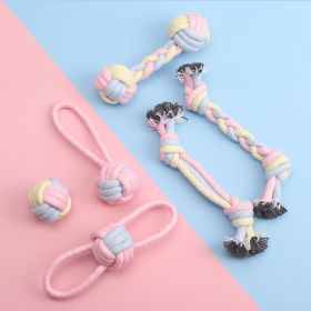 Bite-Resistant Cotton Rope Ball Dog Toy - Macaron Series (Color: Tricolor braid)