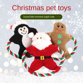 Festive Duck-Style Plush Squeaky Dog Toy with Rope (Color: brown)