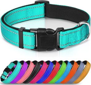 Reflective Neoprene Padded Nylon Dog Collar (Color: Gray, size: Medium (Pack of 1))