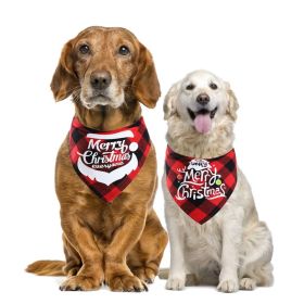 Red Plaid Christmas Dog Bandana 2-Pack - Santa & Snowman (Color: red+green(2pcs), size: L fits neck circumference 25-48cm)