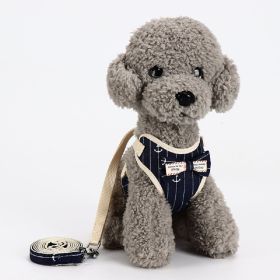 ALL4U Breathable Mesh Dog Harness & Leash with Bow Tie (Color: Blue, size: M)