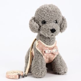 ALL4U Breathable Mesh Dog Harness & Leash with Bow Tie (Color: pink, size: S)