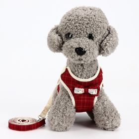 ALL4U Breathable Mesh Dog Harness & Leash with Bow Tie (Color: Red, size: L)