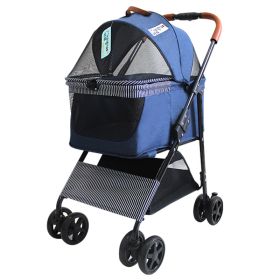 ALL4U Detachable Pet Stroller & Carrier with Canopy (Color: Blue)