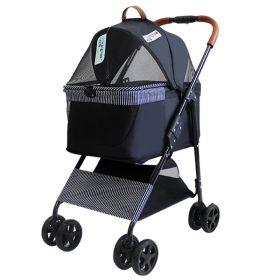 ALL4U Detachable Pet Stroller & Carrier with Canopy (Color: black)