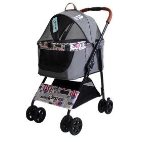 ALL4U Detachable Pet Stroller & Carrier with Canopy (Color: Gray)