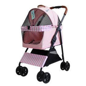ALL4U Detachable Pet Stroller & Carrier with Canopy (Color: pink)