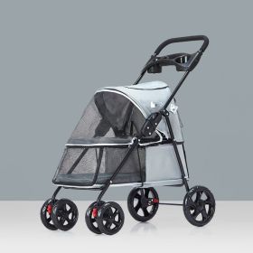 ALL4U Foldable Shockproof Dog Stroller with Swivel Wheels (Color: Gray)