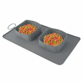 ALL4U Silicone Roll-Up Collapsible Dog Travel Bowl (Color: Gray)