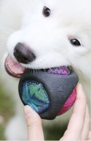 ALL4U Glow in the Dark Squeaky Rubber Dog Chew Ball (Design: round)