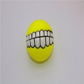 ALL4U Funny Teeth Squeaky Rubber Dog Chew Ball (Color: yellow)