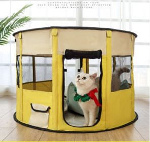 ALL4U Soft Mesh Dog Playpen with Waterproof Base (Color: yellow)