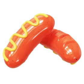Sausage TPR Dental Chew Toy with Hidden Squeaker (Color: 2 pieces)