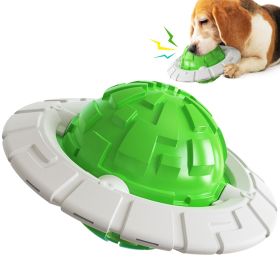 Squeaky Flying Saucer Dog Toothbrush Toy for Large Dogs (Color: Green)