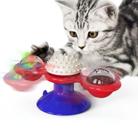 Windmill Whirligig Interactive Cat Toy with Turntable (Color: D)