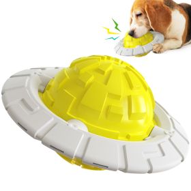 Squeaky Flying Saucer Dog Toothbrush Toy for Large Dogs (Color: yellow)