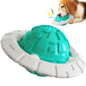 Squeaky Flying Saucer Dog Toothbrush Toy for Large Dogs (Color: Blue)