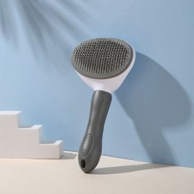 Self-Cleaning Stainless Steel Pet Hair Remover Comb (Color: Gray)