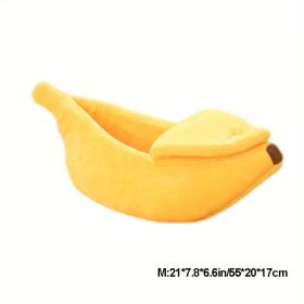 Banana-Shaped Plush Pet Bed Cave for Cats & Small Dogs (size: M)