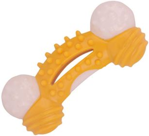 ALL4U Bristled Dog Toothbrush Chew Toy with Squeaker (Color: yellow)