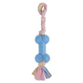 ALL4U Rubber & Cotton Rope Molar Chew Toy for Dogs (Color: Blue)