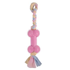 ALL4U Rubber & Cotton Rope Molar Chew Toy for Dogs (Color: pink)