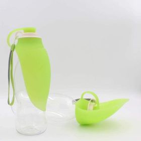 ALL4U Portable Dog Water Bottle with Silicone Leaf Bowl (Color: Green)