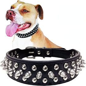 Spiked Microfiber Leather Dog Collar with Squeak Ball (Color: pink)