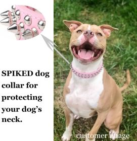 Studded Microfiber Leather Dog Collar & Squeaky Ball (Color: black, size: XXL(19.7"-22.4" / 50cm-57cm))