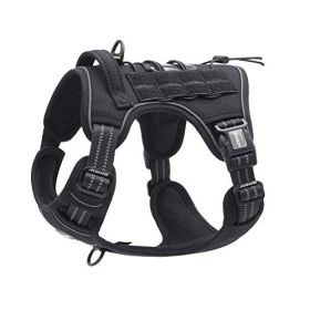 Tactical No-Pull Dog Harness with MOLLE - Small & Medium (Color: black, size: S(Neck)