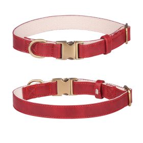 Soft Padded Leather Dog Collar with Metal Buckle (colour: Leather, size: L code)