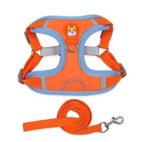 Beiru Reflective Vest Dog Harness & Leash Set - 6 Colors (Specification (L * W): S, colour: orange)