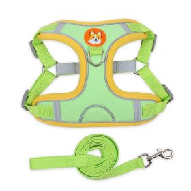 Beiru Reflective Vest Dog Harness & Leash Set - 6 Colors (Specification (L * W): XL, colour: green)