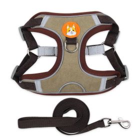 Beiru Reflective Vest Dog Harness & Leash Set - 6 Colors (Specification (L * W): XL, colour: Brown)