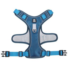 Reflective No-Pull Mesh Harness for Large Dogs (Specification (L * W): M, colour: Lake blue)