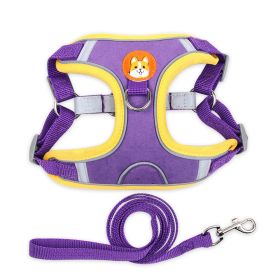 Beiru Reflective Vest Dog Harness & Leash Set - 6 Colors (Specification (L * W): S, colour: purple)