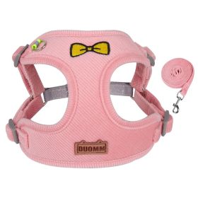 Reflective Mesh Harness & Leash for Small & Medium Dogs (Specification (L * W): M, colour: powder)