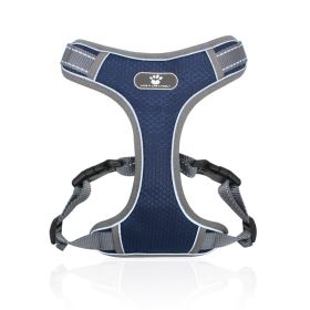 Beiru Oxford Mesh Dog Harness Vest - Sizes S to XL (Specification (L * W): M (12-32 kg), colour: Dark Blue)