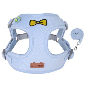 Reflective Mesh Harness & Leash for Small & Medium Dogs (Specification (L * W): M, colour: Blue)