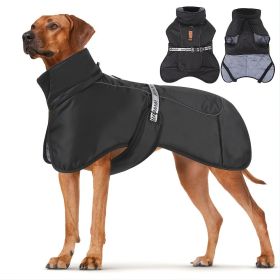 Windproof Reflective Calming Winter Coat for Large Dogs (Color: black)