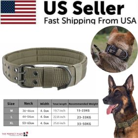 Tactical K9 Dog Collar - 2 Inch Heavy Duty Military Nylon (Color: Green, size: XL - Neck 21.7" ~ 25.6")