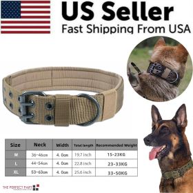 Tactical K9 Dog Collar - 2 Inch Heavy Duty Military Nylon (Color: brown, size: XL - Neck 21.7" ~ 25.6")