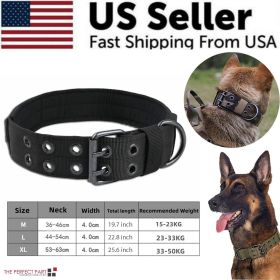 Tactical K9 Dog Collar - 2 Inch Heavy Duty Military Nylon (Color: black, size: M - Neck 15.7" ~ 19.7")