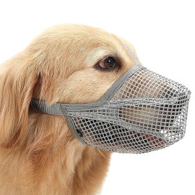 Soft Mesh Dog Muzzle - Breathable Adjustable Anti-Bite (Color: grey, size: M)